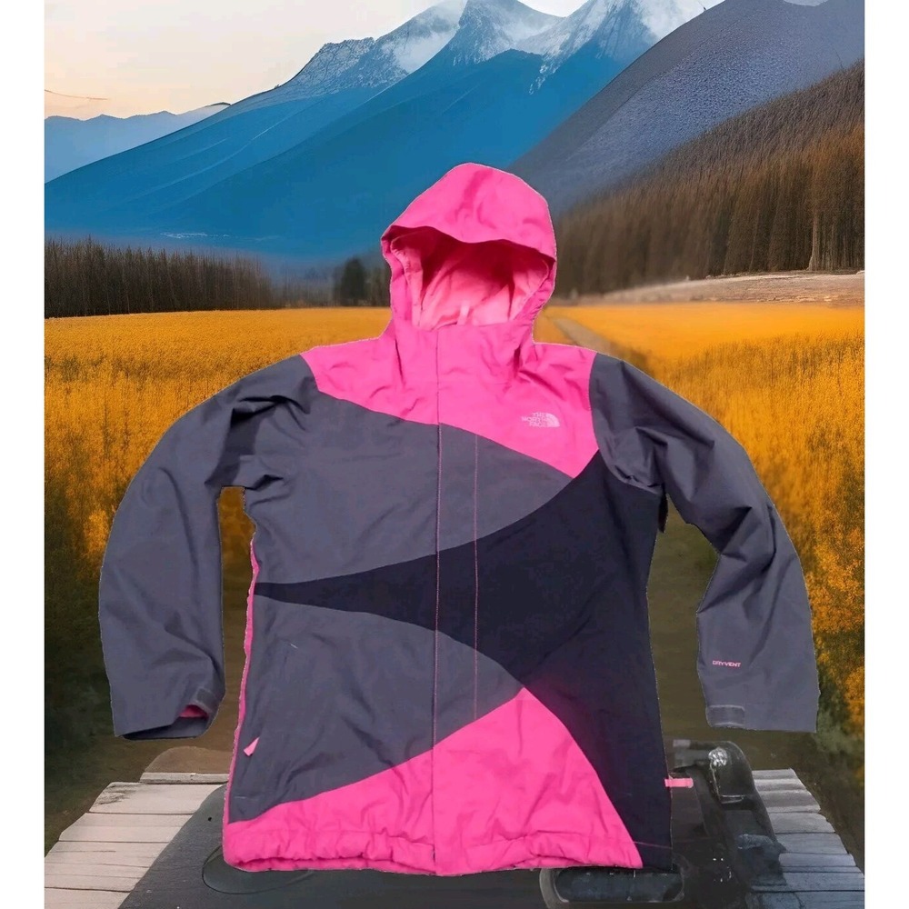 The North Face 3-in-1 Jacket Girls‎ L 14/16 Pink Grey Excellent DryVent Fleece